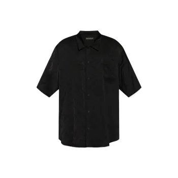 Balenciaga Allover Logo Satin Shirt