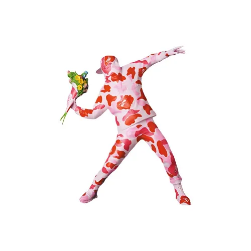 Banksy Brandalism X Bape Flower Bomber Figure Pink
