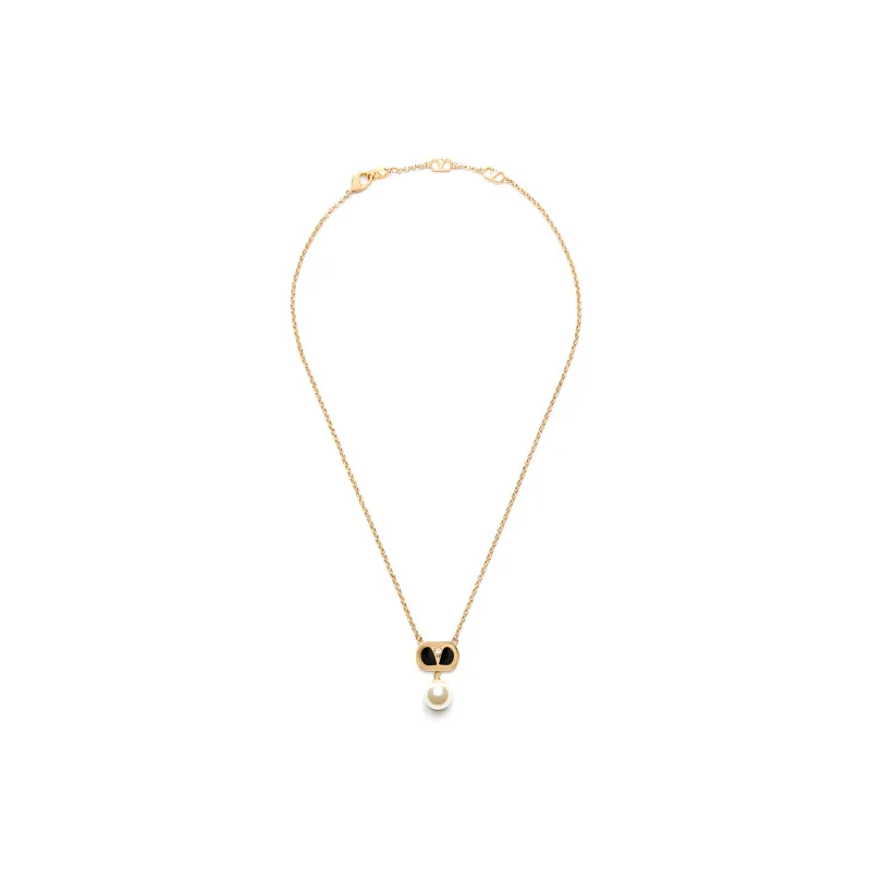 Valentino Swarovski Crystal, Enamel, Pearl, Metal Necklaces Women's Gold-1