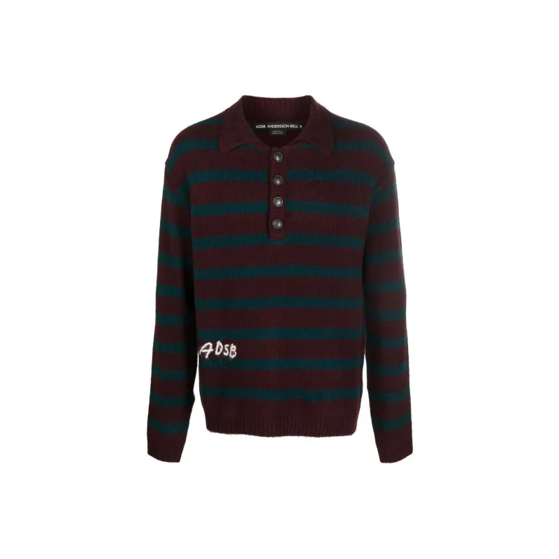 ANDERSSON BELL Logo embroidered Striped Polo Shirt-0