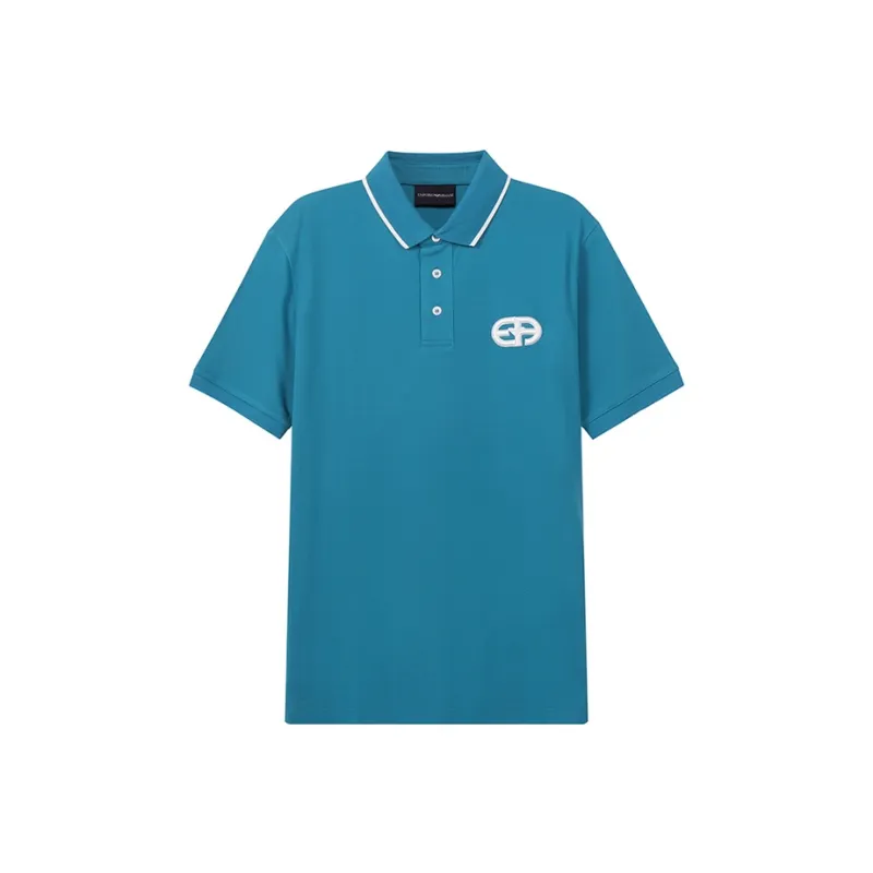EMPORIO ARMANI FW22 Polo Shirt Men's Aqua Blue-0