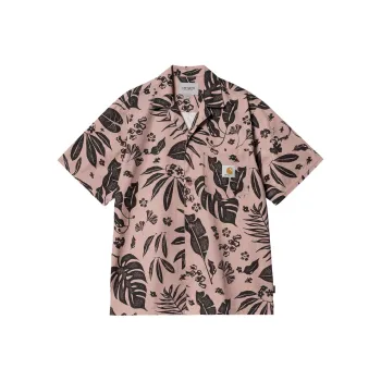 Carhartt WIP SS24 S/S Woodblock Shirt Men's Pink