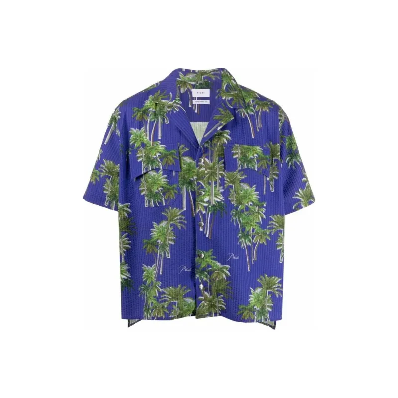 RHUDE Palm tree Print 'Green' Shirt-0