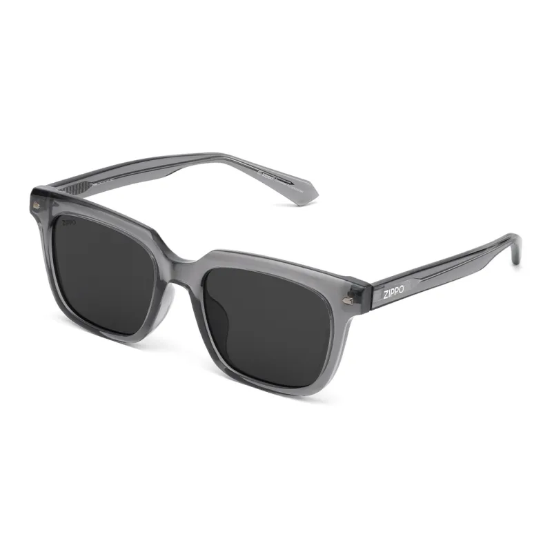 ZIPPO Plate Frame TR90 Square Sunglasses Unisex Black/Transparent Gray-7