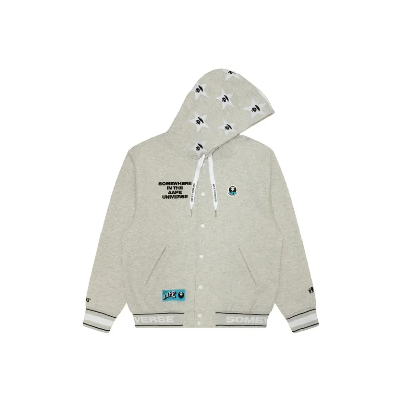 Aape Moonface Logo Hooded Varsity Jacket-0