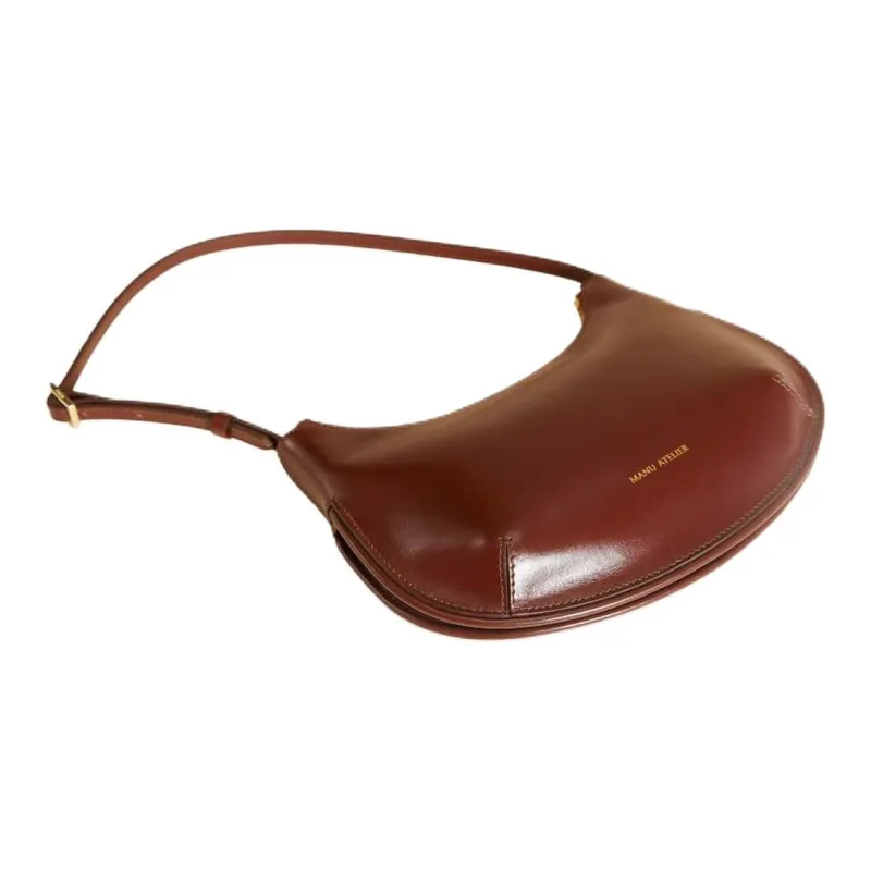 Manu Atelier Soft Calfskin Handbag, Shoulder Bag Women's Brown-2