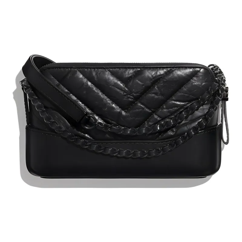CHANEL GabrielleSo Black Calfskin Hobo Bag, Shoulder Bag, Crossbody Bag Mini Women's Black-1