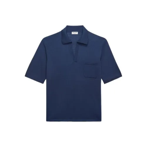 SAINT LAURENT Polo Shirts Men Blue