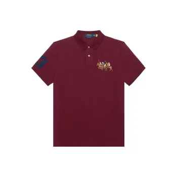 Polo Ralph Lauren FW22 Solid Color Slim Fit Three Piece Horse Short Sleeved Men's Red