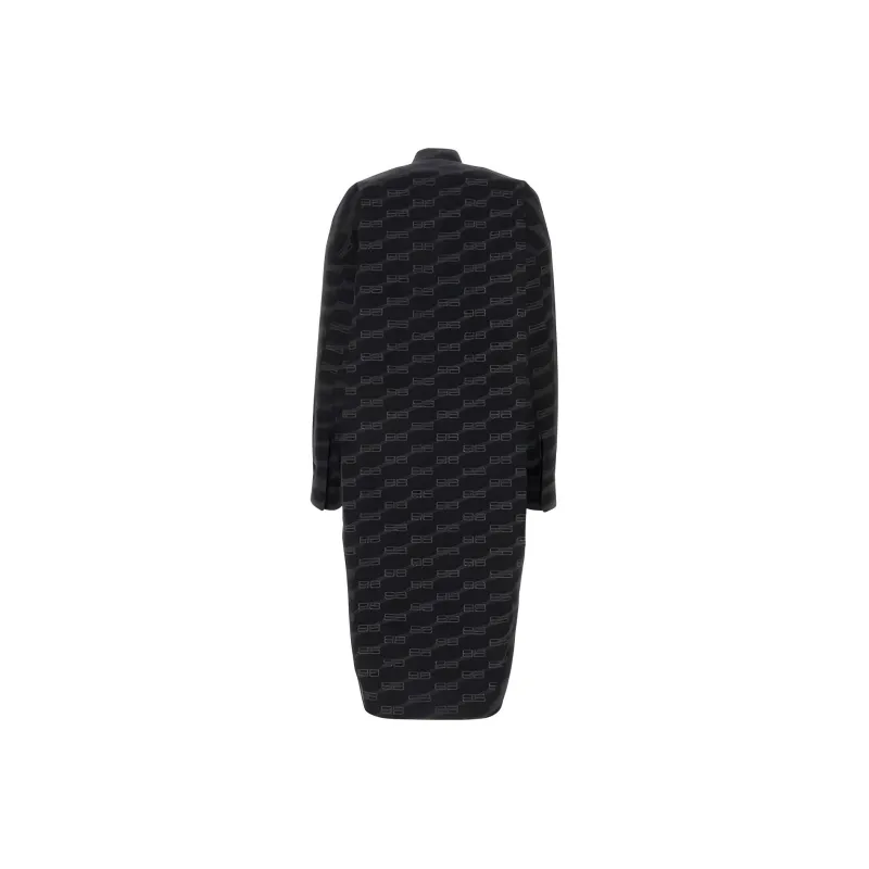 Balenciaga All Over Logo Printed Poplin Shirt Dress-1