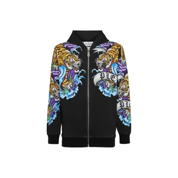PHILIPP PLEIN Tattoo print Zip up Hoodie