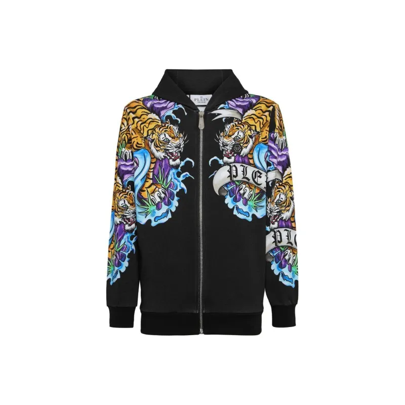 PHILIPP PLEIN Tattoo print Zip up Hoodie-0