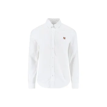 Maison Kitsune Fox Head Embroidered Long Sleeved Shirt