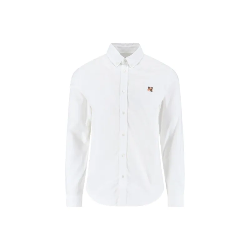 Maison Kitsune Fox Head Embroidered Long Sleeved Shirt-0