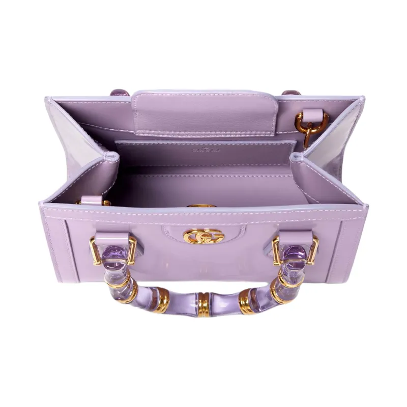 GUCCI Diana Polished Leather Tote Bag, Shopping Bag, Shoulder Bag, Handbag Mini Women's Light Purple-4