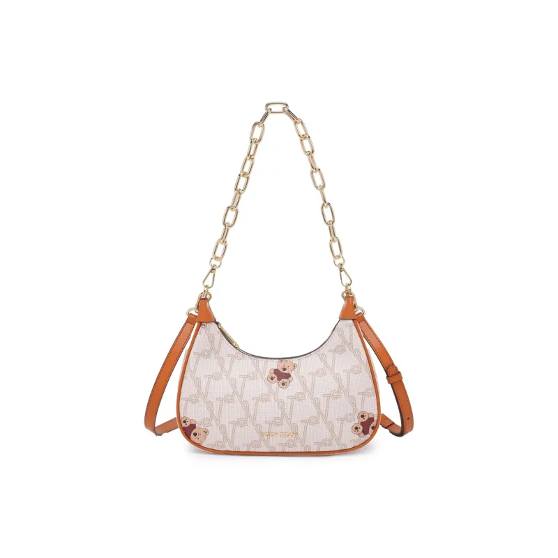 NOISY TEDDY PU Crescent Bag, Shoulder Bag Regular Women's Brown/Beige-6