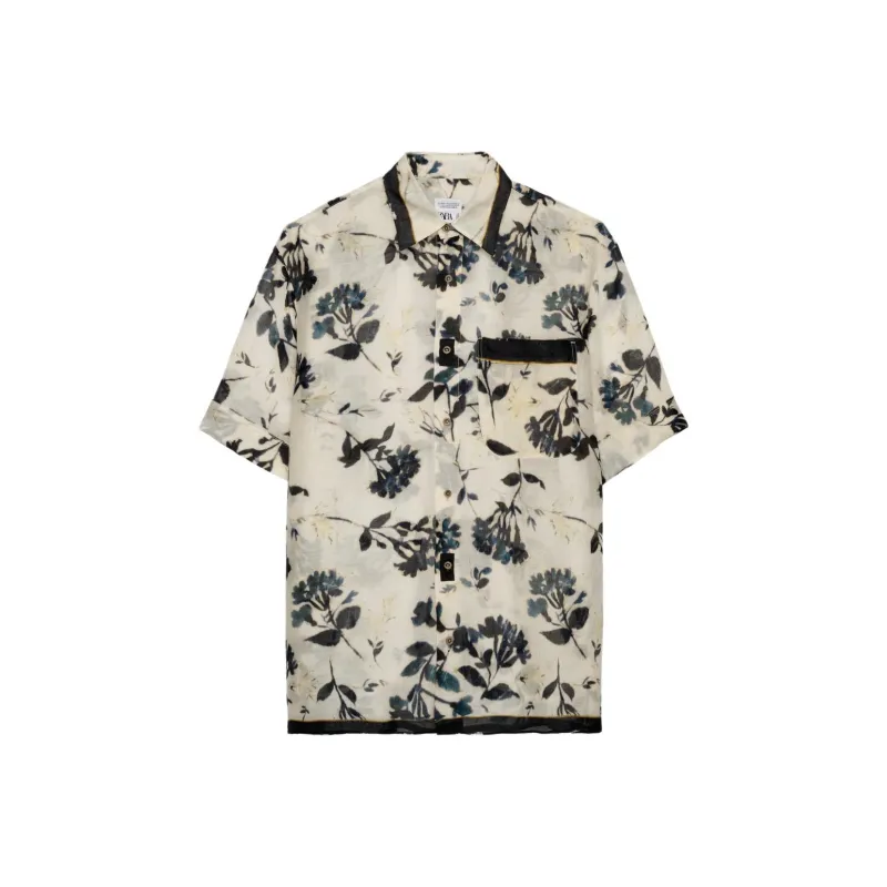 ZARA Shirts Men Gray White-0
