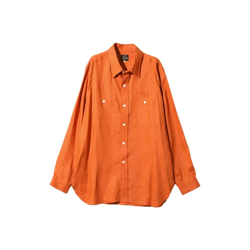 Needles Butterfly-embroidery Linen Shirt-0