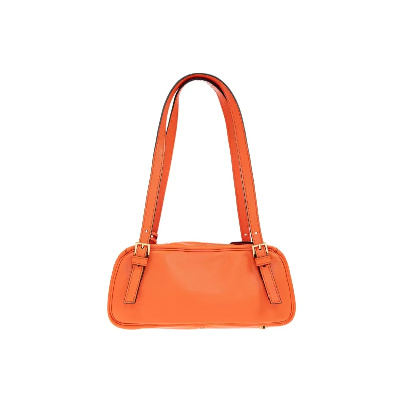 FANSIZHE Leather Bowling Bag, Shoulder Bag Women's Orange-2