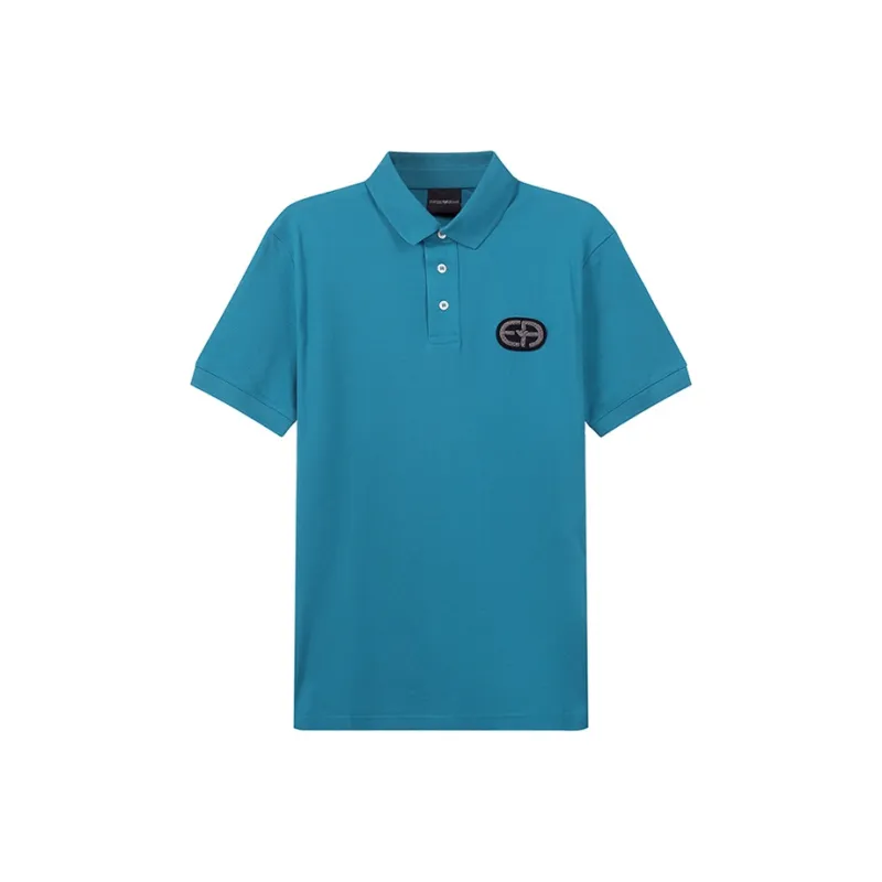 EMPORIO ARMANI Polo Shirts Men Aqua Blue-0
