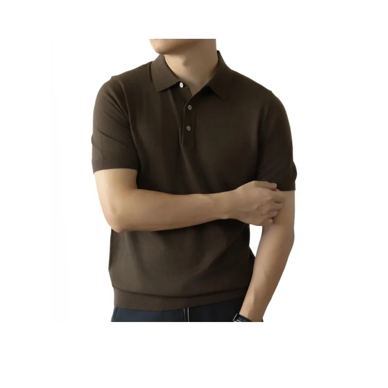 BILISISHANYANG Knitwear Fashion Summer Short Sleeved Polo Solid Color T Shirt Men's-2