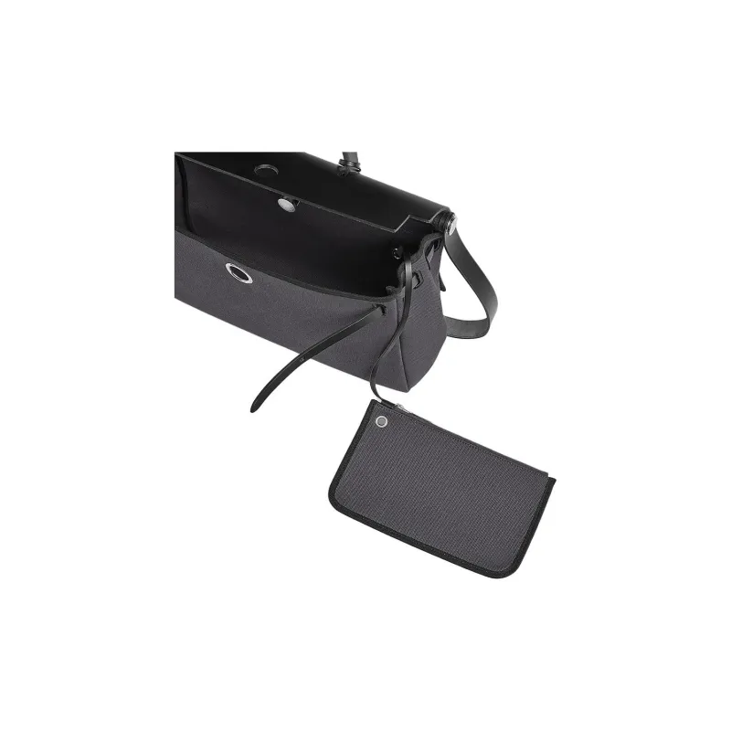 HERMES Herbag Messenger Canvas With Hunter Cow Leather Canvas Bag, Handbag Men's Slate Gray & Black-3