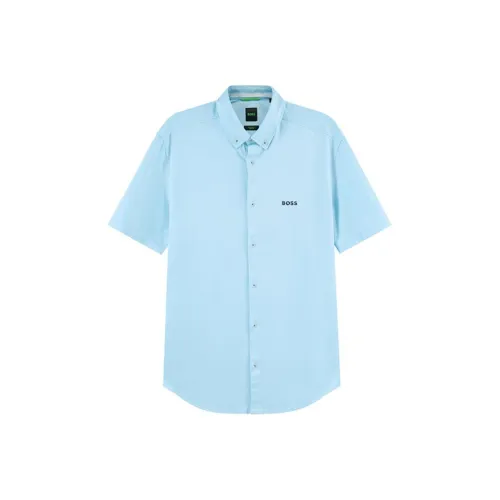 HUGO BOSS Short Sleeved Shirt Men's Light Blue
