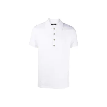BALMAIN Monogram-pattern Piqué Polo Shirt