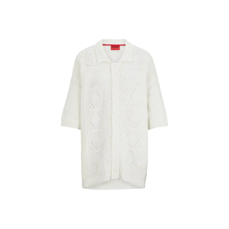 HUGO BOSS Crochet Cotton Shirt-0