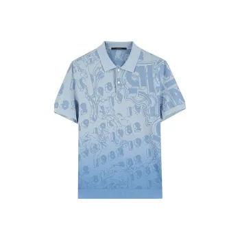 DAVID NAMAN Short Sleeve Polo Shirts Men's Mixed Blue