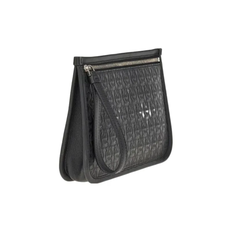 FERRAGAMO Soft Calfskin Clutch Men's Black-1