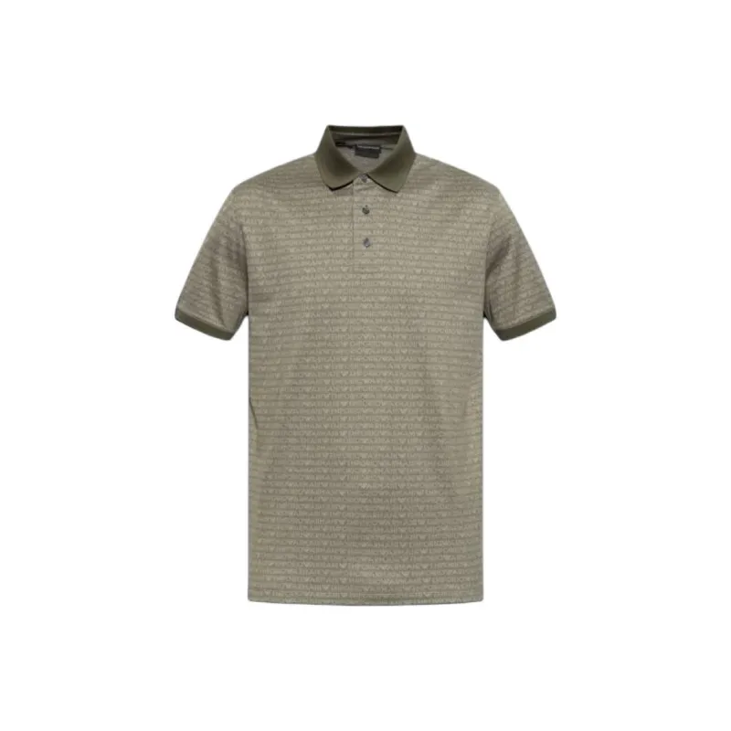 EMPORIO ARMANI All Over Jacquard Lettering Jersey Polo Shirt-0