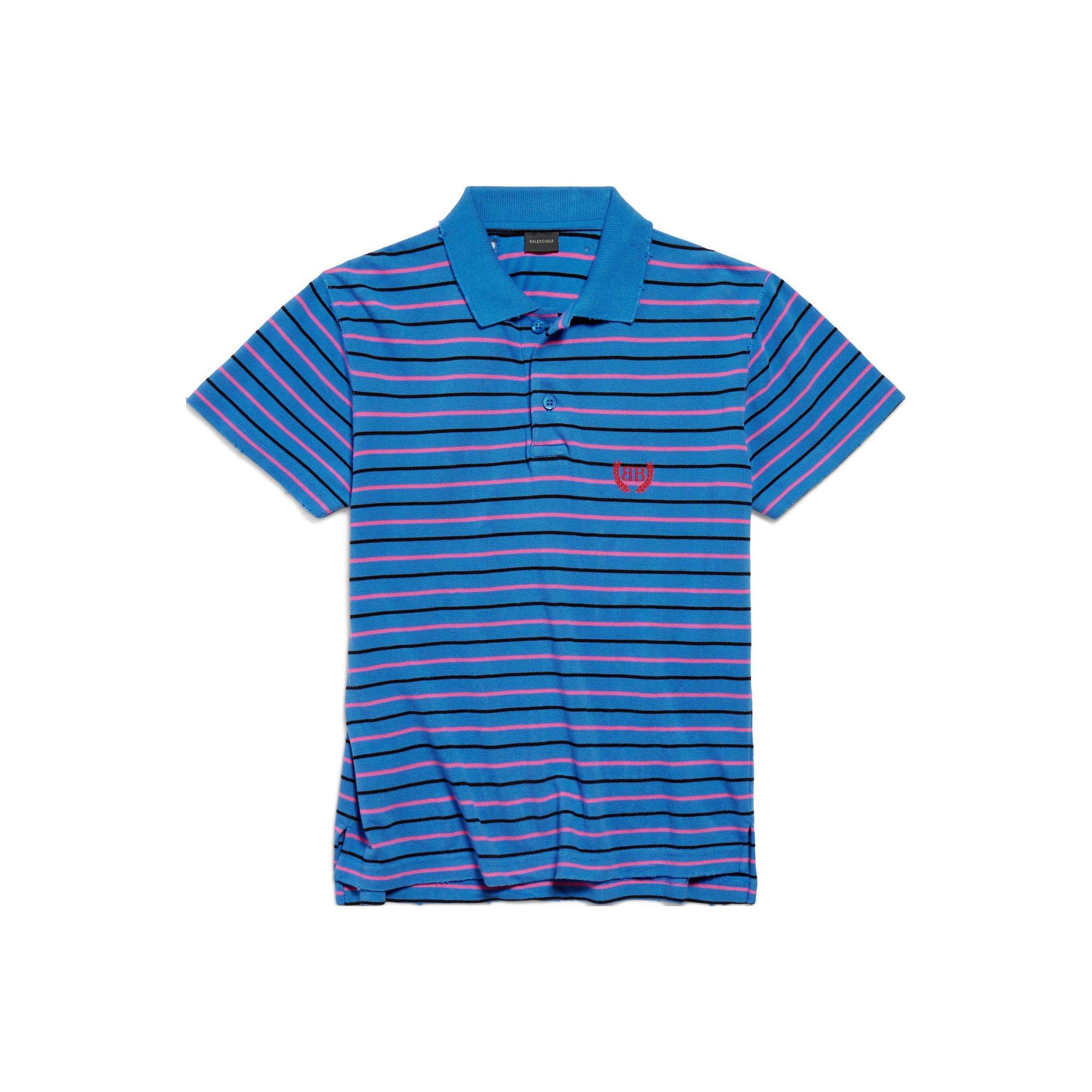BALENCIAGA Oversized Striped Cotton-Piqué Polo Shirt for Men