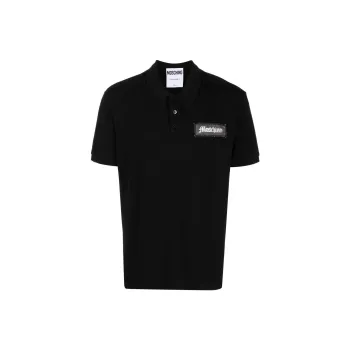 MOSCHINO Logo Patch Straight Hem Polo Shirt