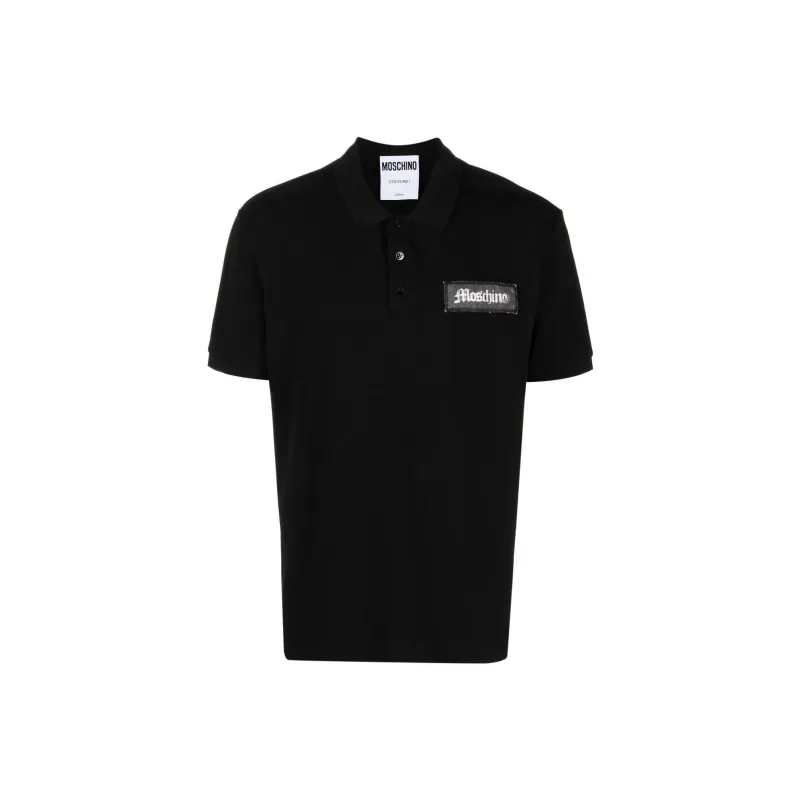 MOSCHINO Logo Patch Straight Hem Polo Shirt-0