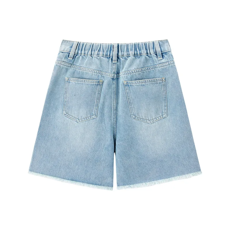 LEDIN Denim Shorts Women's Denim Light Blue In Stock-1