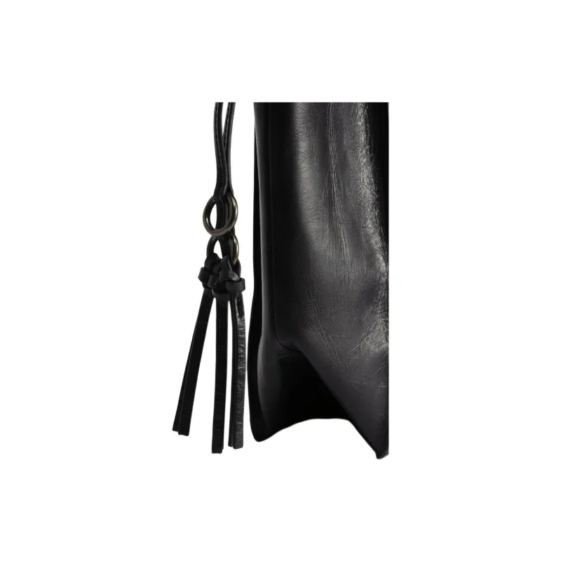 ZARA LIMITED EDITION Cow Leather Shoulder Bag, Crossbody Bag, Handbag Regular Women's Black-5