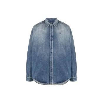 Balenciaga Shirt Loose Fit Style Men's Blue