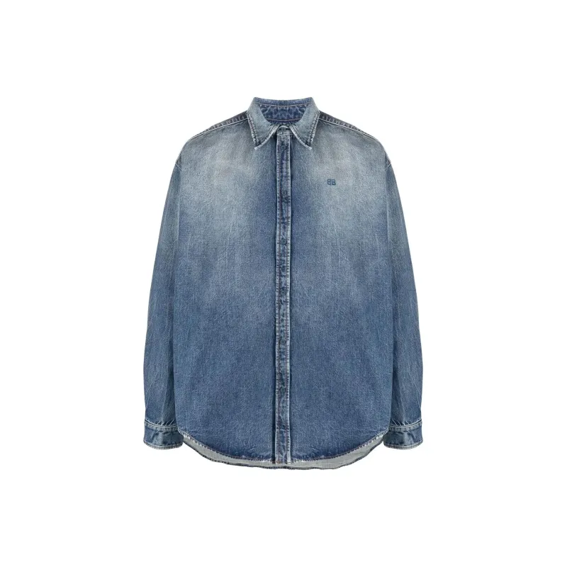 Balenciaga Shirt Loose Fit Style Men's Blue-0