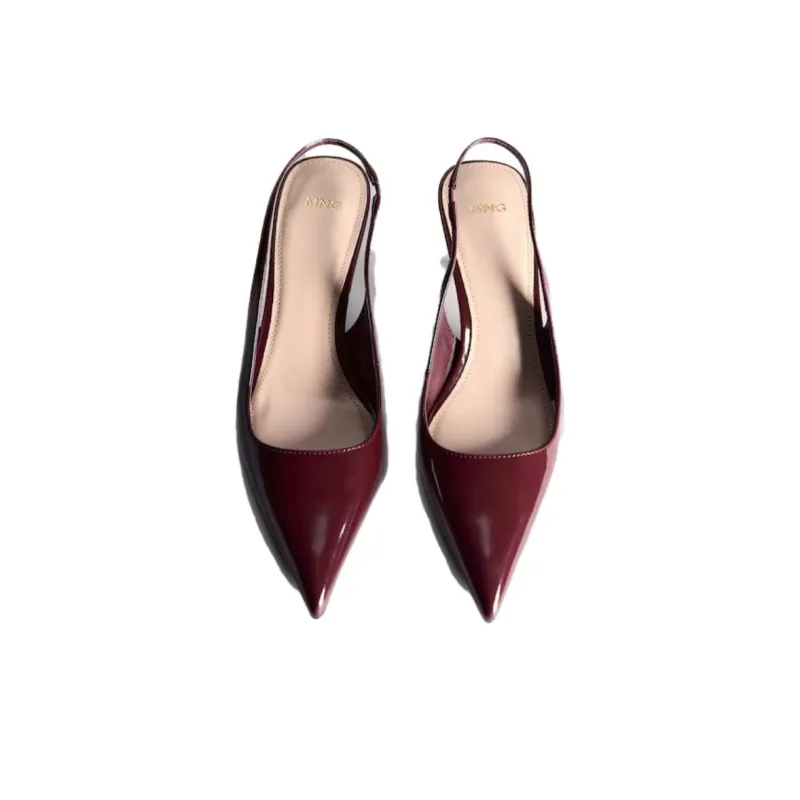 MANGO Slim Heel High Heels 5cm Women's Red Brown-2
