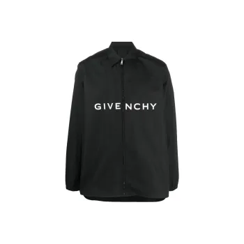 Givenchy Boxy Fit Long Sleeve Zip Print Shirt