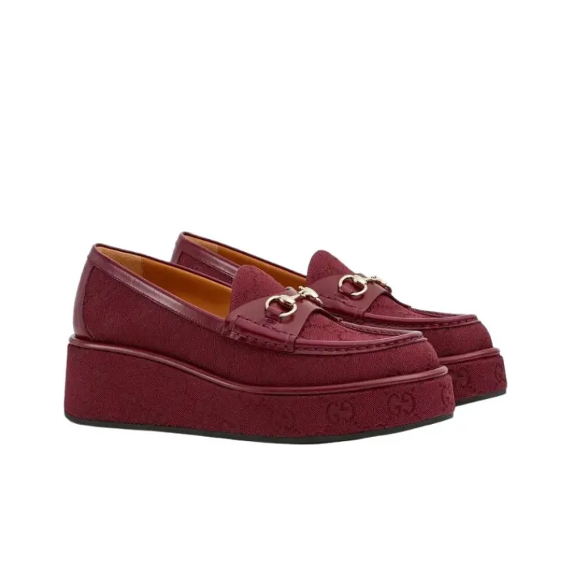 GUCCI Loafers 5cm Women's Burgundy-2
