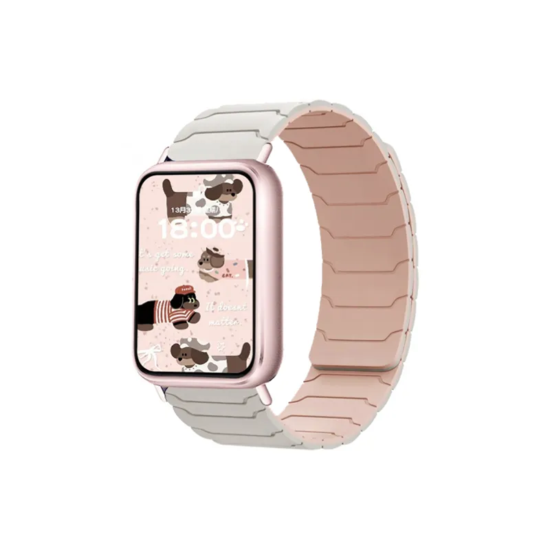 CHUANGYIDA Watch Band Xiaomi Red Beige Compatibility 135 210mm Silicone Material-5