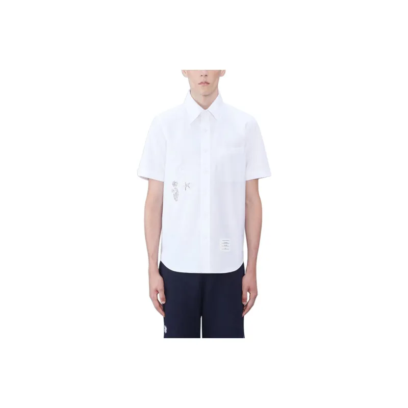 THOM BROWNE Broderie appliqué Cotton Shirt-0