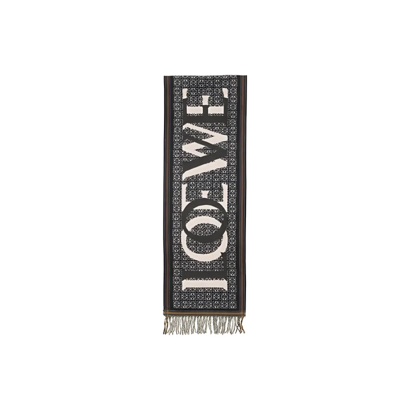 LOEWE Love Jacquard Fringed Scarf-2