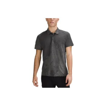 Lululemon Metal Vent Tech Polo Shirts Men Black/Gull Gray