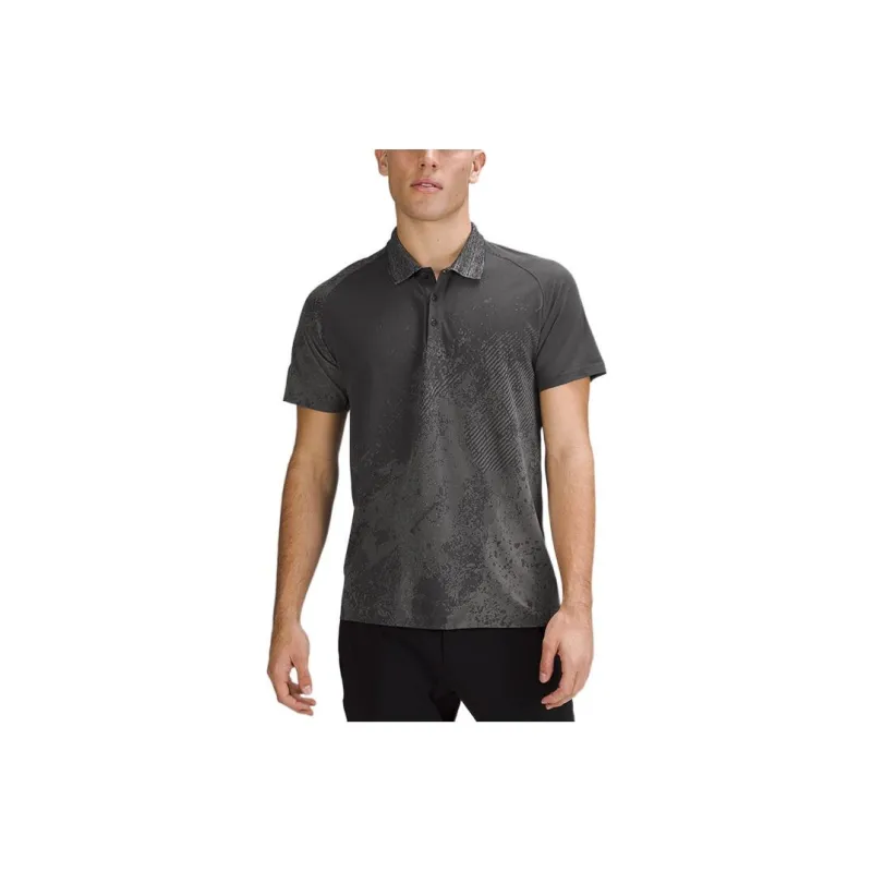 Lululemon Metal Vent Tech Polo Shirts Men Black/Gull Gray-0