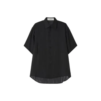 KIMHEKIM SS24 PEARL LABEL OVERSIZED SATIN SHIRT Shirt Unisex BLACK/Black