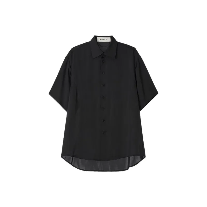 KIMHEKIM SS24 PEARL LABEL OVERSIZED SATIN SHIRT Shirt Unisex BLACK/Black-0