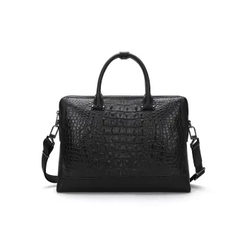 ELLE HOMME Cow Leather Briefcase Regular Men's Black